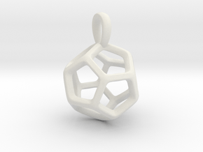 Dodecahedron Platonic Solid Pendant in White Natural Versatile Plastic