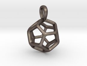 Dodecahedron Platonic Solid Pendant in Polished Bronzed Silver Steel
