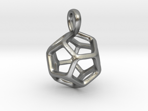 Dodecahedron Platonic Solid Pendant in Natural Silver