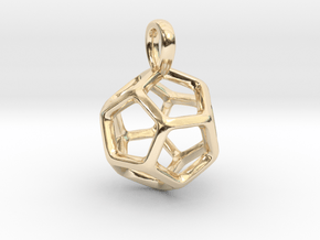 Dodecahedron Platonic Solid Pendant in 14k Gold Plated Brass
