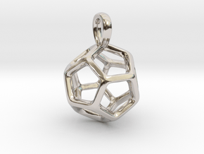 Dodecahedron Platonic Solid Pendant in Rhodium Plated Brass
