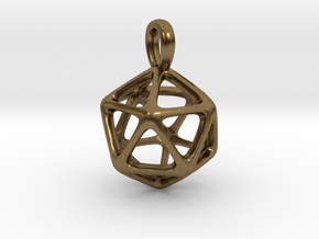 Icosahedron Platonic Solid Pendant in Natural Bronze