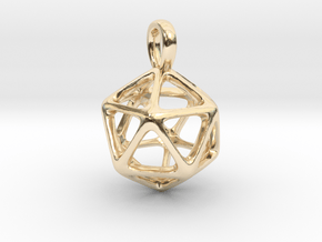 Icosahedron Platonic Solid Pendant in 14k Gold Plated Brass