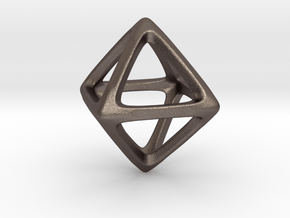 Octahedron Platonic Solid in Polished Bronzed Silver Steel