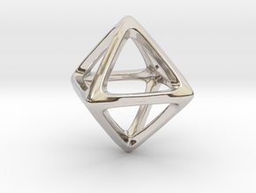 Octahedron Platonic Solid in Rhodium Plated Brass
