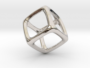 Hexahedron Platonic Solid  in Rhodium Plated Brass