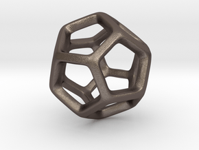 Dodecahedron Platonic Solid  in Polished Bronzed Silver Steel