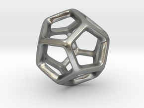 Dodecahedron Platonic Solid  in Natural Silver