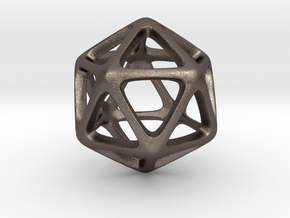 Icosahedron Platonic Solid  in Polished Bronzed Silver Steel