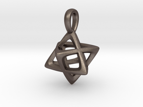 Star Tetrahedron (Merkaba) Pendant in Polished Bronzed Silver Steel