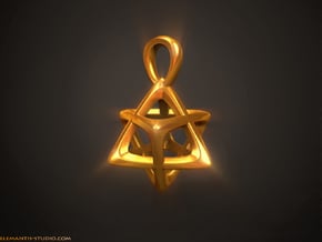 Star Tetrahedron (Merkaba) Pendant in Natural Brass