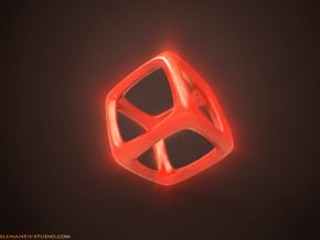 Hexahedron Platonic Solid  in Red Processed Versatile Plastic