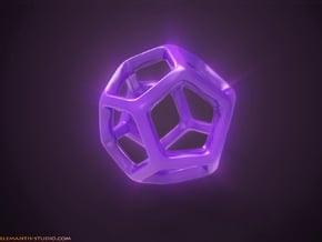 Dodecahedron Platonic Solid  in Purple Processed Versatile Plastic