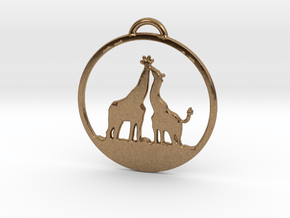 Giraffes Kissing Necklace in Natural Brass