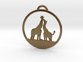 Giraffes Kissing Necklace in Natural Bronze