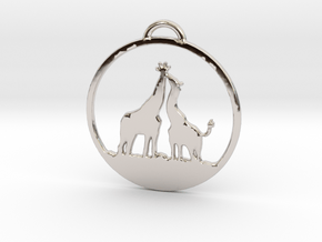 Giraffes Kissing Necklace in Rhodium Plated Brass