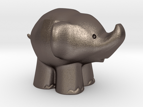 Cute Elephant in Polished Bronzed Silver Steel: Extra Small