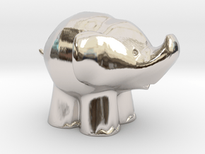 Cute Elephant in Rhodium Plated Brass: Extra Small