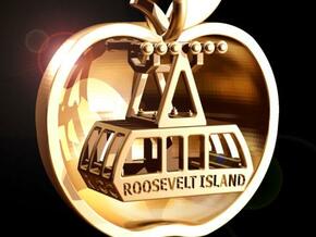 Slice of Big Apple with Roosevelt Island Tram in Polished Gold Steel