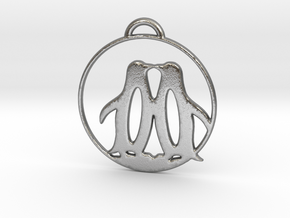 Penguins Kissing Necklace in Natural Silver