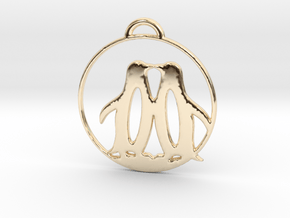Penguins Kissing Necklace in 14K Yellow Gold
