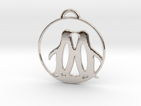 Penguins Kissing Necklace in Rhodium Plated Brass