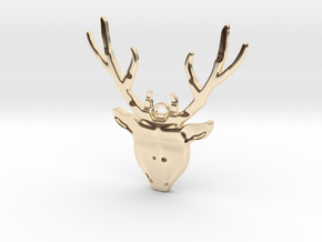 Deer head with antlers - Pendant in 14K Yellow Gold