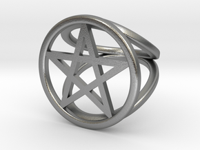 Pentacle ring in Natural Silver: 2 / 41.5