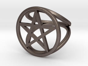 Pentacle ring in Polished Bronzed Silver Steel: 3.5 / 45.25