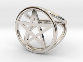 Pentacle ring in Rhodium Plated Brass: 3.5 / 45.25
