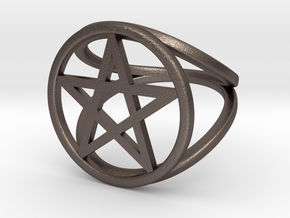 Pentacle ring in Polished Bronzed Silver Steel: 5.5 / 50.25
