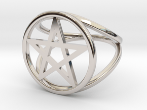 Pentacle ring in Rhodium Plated Brass: 6.75 / 53.375