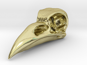 Mystic Raven Skull - silver in 18k Gold Plated Brass: Small