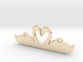 Swans Heart Necklace in 14K Yellow Gold