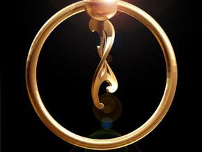 Keyring with Twisted French Curve in Polished Gold Steel
