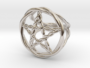 Pentacle ring - braided in Rhodium Plated Brass: 6 / 51.5