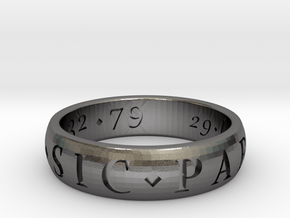 Size 11.5 Sir Francis Drake, Sic Parvis Magna Ring in Polished Nickel Steel