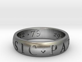 Size 11.5 Sir Francis Drake, Sic Parvis Magna Ring in Natural Silver
