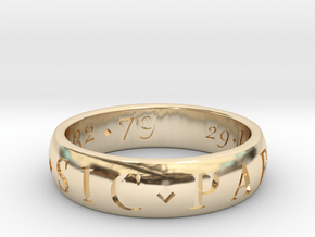 Size 11.5 Sir Francis Drake, Sic Parvis Magna Ring in 14k Gold Plated Brass