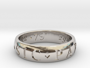 Size 11.5 Sir Francis Drake, Sic Parvis Magna Ring in Rhodium Plated Brass