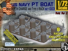 1/72 PT Boat Depth Charge w Rack Set003 in Smooth Fine Detail Plastic