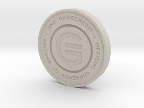 Physical Game Credits Coin thin model in Natural Sandstone