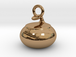 Curling Stone Pendant in Polished Brass