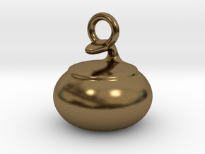 Curling Stone Pendant in Polished Bronze