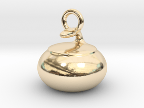 Curling Stone Pendant in 14k Gold Plated Brass