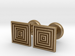 Geometric, Minimalistic Men's Square Cufflinks in Polished Gold Steel