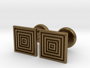Geometric, Minimalistic Men's Square Cufflinks in Natural Bronze