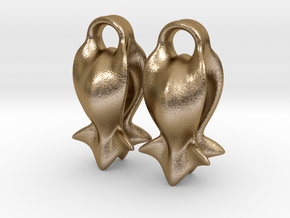 "A fish tail" Earrings in Polished Gold Steel
