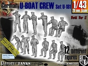 1/43 German U-Boot Crew Set U-181 in Smooth Fine Detail Plastic