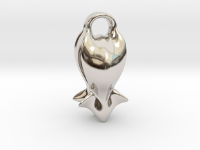 "A fish tail" Pendant in Rhodium Plated Brass